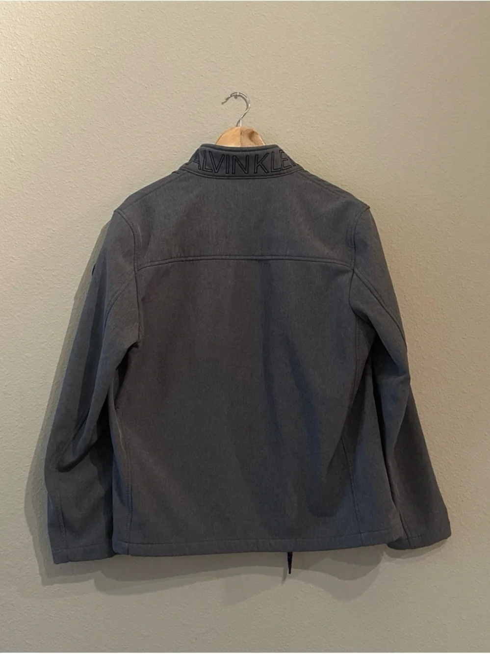 Calvin Klein Gray Softshell Zip Jacket | Embroidered Logo | Men’s Medium